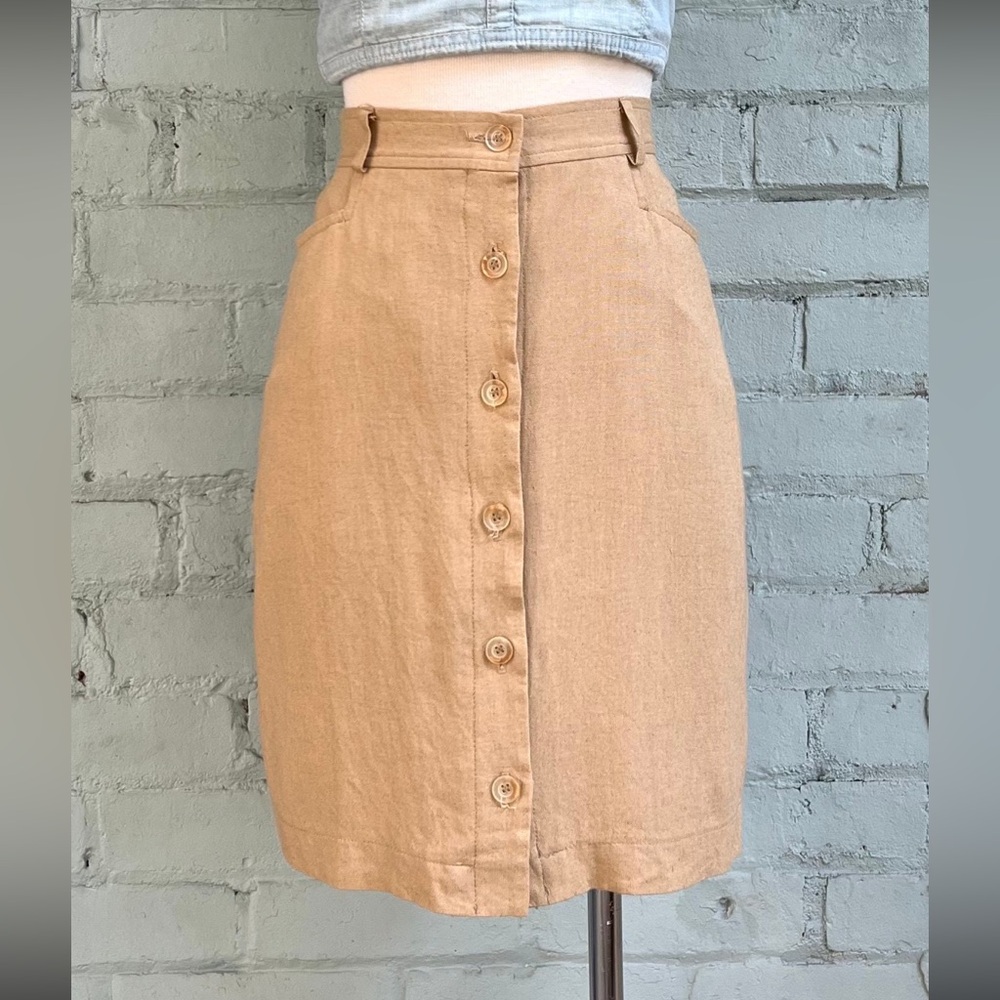 Vintage Button Front Mini Skirt